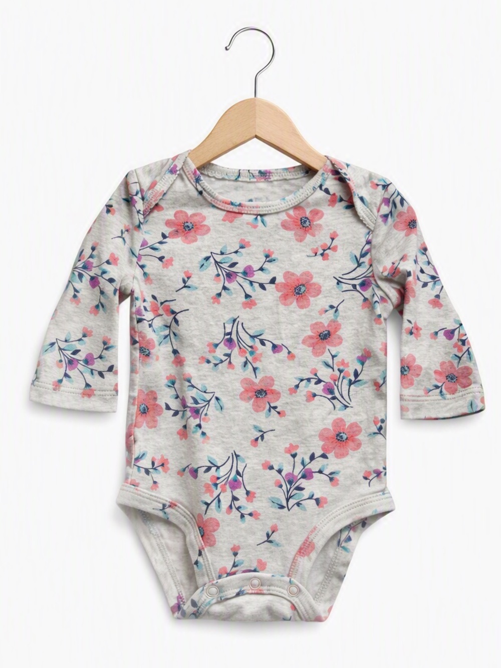 10/$15 Carter's Gray Floral Long Sleeve Bodysuit